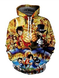 One Piece Film: Red Monkey D. Luffy Hoodie Cartoon Manga Anime Front Pocket Graphic Hoodie For Couple's Men's Women's Adults' 3D Print