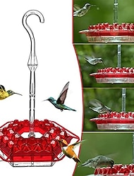 alimentador de beija-flor para pendurar ao ar livre, à prova de vazamento, fácil de limpar e reabastecer, alimentador de zumbido pires para pássaros hummer, incluindo gancho de suspensão
