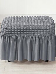 spandex seersucker ottomansk överdrag, vinröd stretch rektangel fotpallsöverdrag, tvättbara avtagbara överdrag för förvaring av ottoman, högt spandexskydd för fotstödspall