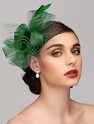 Elegant Net Mesh Tulle Fascinator Hats Headpiece Clip Headband with Bow(s) Feather Flower Floral 1PC Kentucky Derby Wedding Tea Party Horse Race Cocktail Vintage for Women