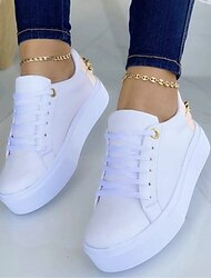 Pentru femei Adidași Pantofi albi Adidași cu platformă Zilnic Mată Platformă Vârf rotund Sportiv Casual minimalism PU piele PU Dantelat Negru Alb Maro