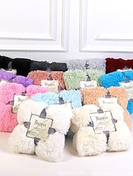 mjuk fuzzy fuzzy fuskpäls filtar, solid vändbar lätt långt hår lurvig filt, fluffig mysig plysch bekväma mikrofiber fleece filtar dekoration för bäddsoffa