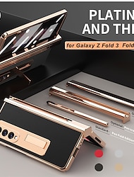 telefon Kılıf Na Samsung Galaxy Z Fold 5 Z Fold 4 Z Fold 3 Z Fold 2 Ramka ochronna Odporność na upadek z czterech rogów Stopka Solidne kolory PC Skóra PU