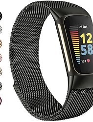 Smart Watch-band Kompatibel med Fitbit Charge 5 Rostfritt stål Smart klocka Rem Elastisk Magnetlås Milanesisk loop Ersättning Armband