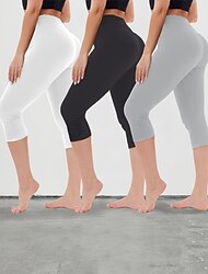 Women's Yoga Pants Sun Protection Tummy Control Butt Lift High Waist Yoga Fitness Gym Workout Capri Leggings Bottoms Violet Black White Sports Activewear High Elasticity Skinny