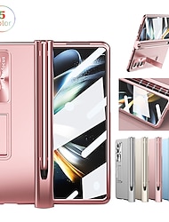 telefon Kılıf Na Samsung Galaxy Z Fold 5 Z Fold 4 Z Fold 3 Osłona tylna Osłona obiektywu aparatu Stopka z rysikiem S Solidne kolory Szkło hartowane PC Metal