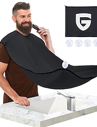 Beard Bib Apron Stocking Stuffers Christmas Gifts for Men Beard Hair Catcher for Shaving Waterproof Non-Stick Beard Cape with 4 Suction Cups One Size Fits All Grooming Accessories