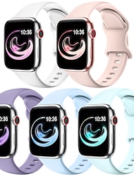 5 Pack Sport Band Compatible with Apple Watch band 38mm 40mm 41mm 42mm 44mm 45mm 49mm Men Waterproof Adjustable Soft Silicone Strap Replacement Wristband for iwatch Ultra 2 Series 9 8 7 SE 6 5 4 3 2 1