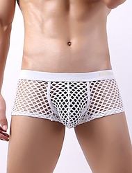Men's 1pack Underwear Basic Panties Boxers Underwear Briefs Hole Print Polyester Antibacterial Leak Proof Letter Mid Waist Black White