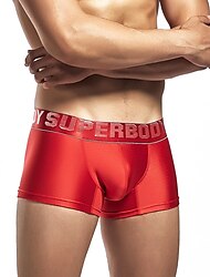 Men's 1pack Underwear Basic Panties Boxers Underwear Briefs Nylon Antibacterial Leak Proof Letter Mid Waist Black Red