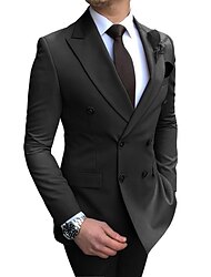černé bílé šampaňské pánské svatební obleky jednobarevné 2 kusy plus size standard fit dvouřadé šestiknoflíčky 2024