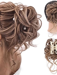 ατημέλητος κότσος σγουρά κυματιστά συνθετικά μαλλιά scrunchies hairpieces για γυναικείο κότσο νύχι περούκας σε κότσο ακατάστατα σινιόν επεκτάσεις μαλλιών (12h24#ανοιχτό χρυσοκάστανο μείγμα
