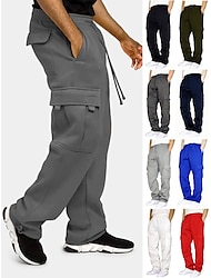Men's Joggers Cargo Pants Bottoms Street Athleisure Summer Breathable Soft Sweat wicking Fitness Gym Workout Running Loose Fit Sportswear Activewear Solid Colored Dark Grey Black White