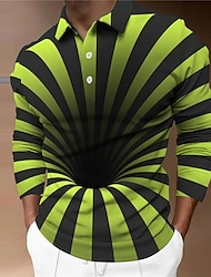 Męskie Koszulka polo Koszula golfowa Wzór 3D Wzory graficzne Wieczorne czarny / biały Czarny Biały + Czarny Biały Niebieski Druk 3D Na zewnątrz Ulica Długi rękaw Nadruk Przycisk w dół Odzież Moda