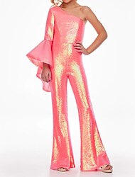 Byxdresser Golvlängd Blomgirl Klänning Pageant  Prestation Regnbåge Unicorn Juniors Söt Balldräkt Sequin Med Paillette Glitter  Skinande Disco Passar 3-16 År Klänning För Att Impa