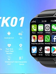696 TK01 Smart Watch 1.99 inch 4G LTE Cellular Smartwatch Phone Bluetooth 4G Pedometer Call Reminder Sleep Tracker Compatible with Android iOS Men GPS Hands-Free Calls with Camera IP 67 31mm Watch
