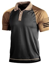 Men's Polo Shirt Golf Shirt Color Block Turndown Black Yellow Blue Green Dark Gray 3D Print Street Daily Short Sleeve 3D Button-Down Clothing Apparel Fashion Casual Comfortable