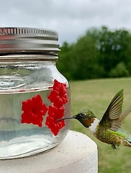 Ulkokäyttöön tarkoitetut kannettavat hummingbird syöttölaitteet koskevat kaikkia lintuja, pulloon ripustettava kolibriruokinta ulkona, vuotamaton, helppo puhdistaa ja täyttää, 3 syöttöporttia