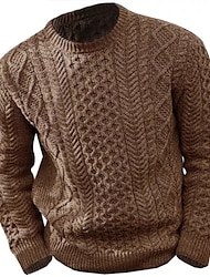 Męskie Sweter Sweter sweter Sweter z dzianiny Prążkowany Kable Robić na drutach Skrócona długość Dzianiny Półgolf Współczesny współczesny Dzienne zużycie Wyjściowe Odzież Jesień i zima Czarny Różowy
