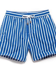 男性用 スイムトランク スイムショーツ ボードショーツ サマーショーツ ドローストリング ポケット メッシュ裏地付き 縞 履き心地よい 速乾性 ショート カジュアル 日常 祝日 ハワイアン クラシック 黒1＃ ブラック 伸縮性なし