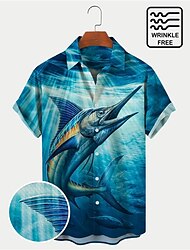 Bărbați Cămașă Animal Imprimeu Grafic Pești Răsfrânt Albastru piscină În aer liber Stradă Mânecă scurtă Imprimeu Buton în jos Îmbrăcăminte Modă Designer Casual Respirabil