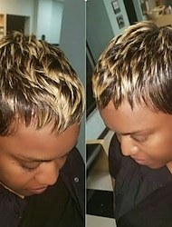 κοντά pixie κομμένη περούκα ανθρώπινα μαλλιά για μαύρες γυναίκες remy περούκα με ανθρώπινα μαλλιά χαριτωμένη φθηνή περούκα για πάρτι μαύρο μείγμα ξανθό