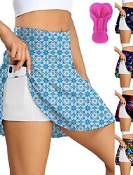 21Grams Women's Cycling Skort Skirt Bike Padded Shorts / Chamois Bottoms Mountain Bike MTB Road Bike Cycling Sports Floral Botanical 3D Pad Cycling Breathable Quick Dry Navy Blue Blue Spandex