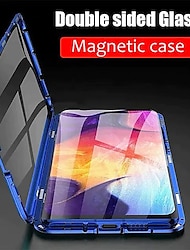 Magnetic Case with Screen Protector for Samsung Galaxy S24 S23 S22 S21 S20 Plus Ultra  A14 A34 A54 A53 A52 Single Sided Glass Fashion Shockproof Solid Colored Tempered Glass Metal Phone Case
