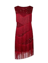 Δροσμός 20ετών 1920 Κοκτέιλ Φόρεμα Vintage Φόρεμα Φανελάκι φόρεμα Φορέματα Το Great Gatsby Γυναικεία Πούλιες Φούντα Απόκριες Γάμου Επισκέπτης γάμου Εκδήλωση / Πάρτι Φόρεμα