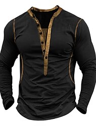 Hombre Henley Shirt Camisa de manga larga Liso / sólido Henley Calle Vacaciones Manga Larga Abotonar Ropa Design Básico Contemporáneo moderno