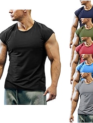 Per uomo maglietta Camicie traspiranti Liscio Girocollo Informale Per eventi Manica corta Abbigliamento Sportivo Di tendenza Leggero Muscolo