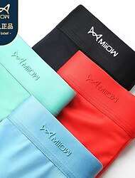 Men's 1PC Boxer Briefs Underwear Silk Boxers Basic Breathable Straps Ice Silk Solid / Plain Color Medium green Medium blue
