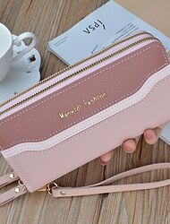 Women's Wallet Wallet PU Leather Daily Office & Career Embossed Solid Color Black Pink Blue