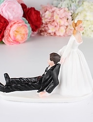 Valentine's Gift Wedding Resin Cake Topper Fashion Cake Topper Dolls Bride and Groom Resin Figurines Ornament Wedding Decor 13*10CM