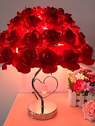 Romantic Rose Flower LED Table Lamp European Style Wedding Party For Girl Bedroom Bedside Night Light Decoration Gift Holiday Lighting