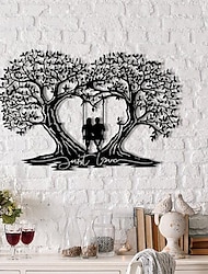 1 peça de arte de parede de metal de árvore do amor decoração ao ar livre escultura de parede à prova de ferrugem ideal para jardim, casa, casa de fazenda, pátio e quarto