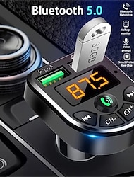 Bluetooth 5.0 FM-Transmitter Car Kit MP3-Modulator-Player Wireless-Freisprecheinrichtung Audio-Empfänger Dual-USB-Schnellladegerät 3.1a