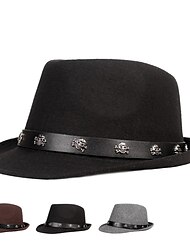 בגדי ריקוד גברים כובע פאדורה כובע שמש כובע פדורה טרילבי שחור קפה צמרי סגנון רחוב מסוגנן אופנה של שנות העשרים בָּחוּץ יומי ליציאה אחיד חם