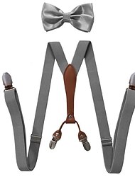 Men's Suspenders Bow Set Y-Back 4 Metal Clip  1920s Roaring 20s Elastic Wide Suspenders 2.5CM Casual&Formal The Great Gatsby Retro Vintage