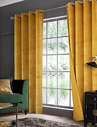 Blackout Curtain Drapes Velvet Farmhouse Grommet/Eyelet Curtain Panels For Living Room Bedroom Door Kitchen Window Treatments Thermal Insulated Room Darkening