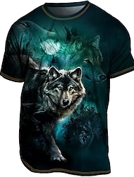 Men's T shirt Tee Tee Graphic Animal Wolf Crew Neck Clothing Apparel 3D Print Outdoor Casual Daily Sports Short Sleeve Print Vintage Fashion Designer