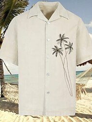 Men's Shirt Summer Hawaiian Shirt Coconut Tree Graphic Prints Turndown White Casual Hawaiian Short Sleeve Print Button-Down Clothing Apparel Tropical Fashion Hawaiian Soft