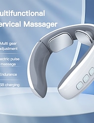 aparat de masaj electric reîncărcabil pentru gât, cu puls, masaj pentru gât, relaxare, ameliorarea durerii, acupuncte ems, dispozitiv de masaj limfatic, targă gâtului