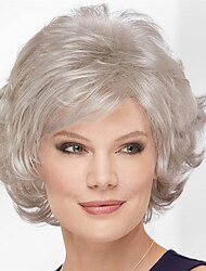 Mid Length Color Me Beautiful WhisperLite Wig  Beautiful Mid-Length Layered Waves with Elegant Wispy Bangs / Multi-tonal Shades of Blonde Silver Brown and Red
