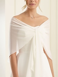 Shawl & Wrap Shawls Women's Wrap Bolero Pure Sexy Sleeveless Chiffon Wedding Wraps With Pure Color For Event / Party Spring & Summer