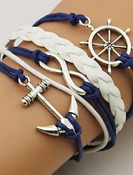 Leather Bracelet Plaited Wrap Fashion Weave Fashion Cute Leather Bracelet Jewelry Blue For Daily Holiday