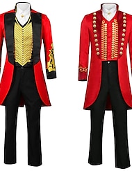 The Greatest Showman Phineas Taylor Barnum Blouse / Shirt Pants Cosplay Costume Men's Movie Cosplay Party Black Red Coat Blouse Pants
