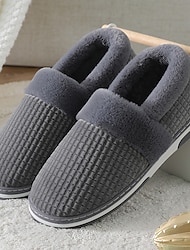 Herren Hausschuhe & Flip-Flops Warme Hausschuhe Fleece-Hausschuhe Fleece-Futter Brautkleider schlicht Heim Täglich Samt Elastisches Gewebe Kaffee Grau Herbst Winter