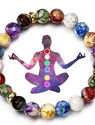 7 Chakra Reiki Healing Stone Bracelet Yoga Balance Energy Imitate Volcanic Stone Beads Jewelry Handmade DIY Beaded Bracelets