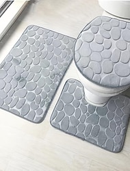 3pcs Bath Mat Non-slip Bathroom Rugs Set, Ultra Soft Non-Slip Bath Rug And Absorbent Bath Mat Carpets, Includes U-Shaped Contour Rug,Toilet Lid Cover